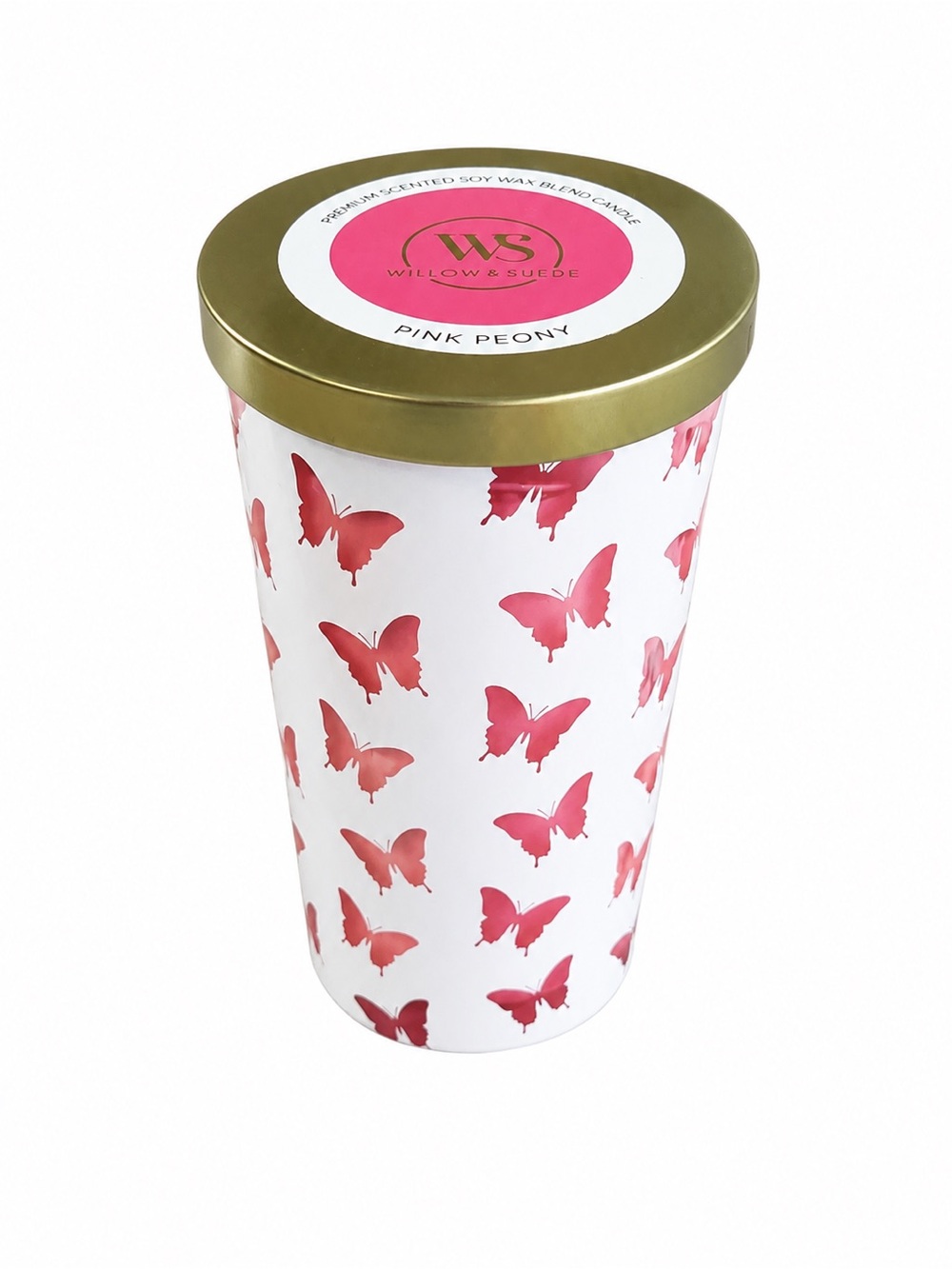 Pink Peony Scented Candle - Pink Butterfly Tin